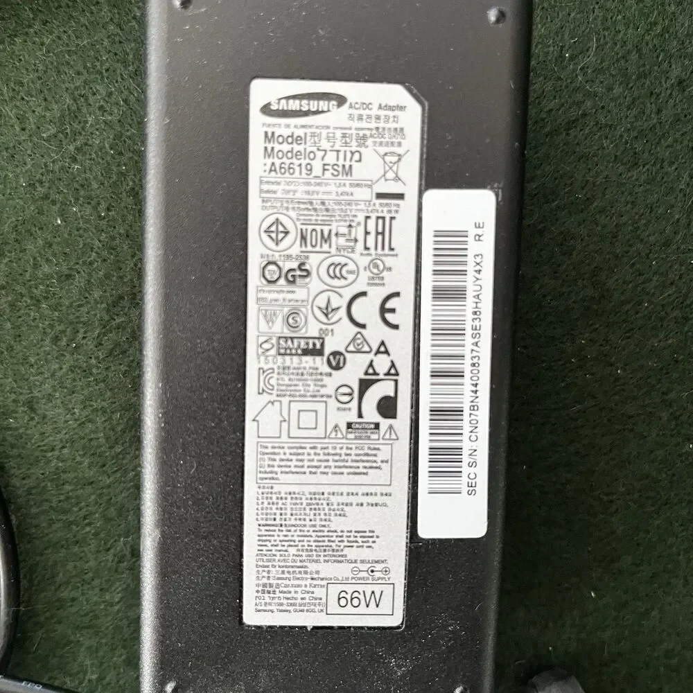 GENUINE Samsung A6619_FSM AC DC Adapter Power Supply - 19V 3.474 A 66W OEM
